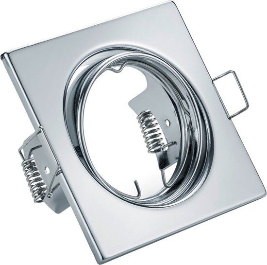 BES LED Trion GU10 Inbouwspot - Vierkant - Chroom - Kantelbaar - 80mm