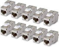 StarTech Shielded Cat6a Keystone Jack, 10 Stuks, RJ45 Ethernet Keystone Jacks, STP Cat6a Jack, 180 Graden, Toolless