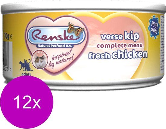 Renske Kat Adult Verse 70 g - Kattenvoer Paté - Kip - 12x