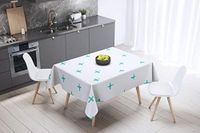 Bonamaison Tafelkleed, Anti-Mold, Sneldrogend, Waterdicht, 100% Polyester Tafellaken, Turkoois, wit, 140 x 140 Cm