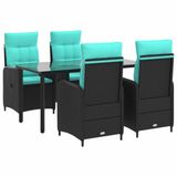 vidaXL Bartafel Set Zwart en Turquoise Polyrotan 2-zits