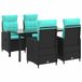 vidaXL Bartafel Set Zwart en Turquoise Polyrotan 2-zits