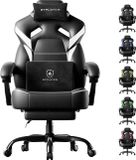 GTPLAYER - Gaming Chair - 200kg with Footrest and Lumbar Headrest - White-Black