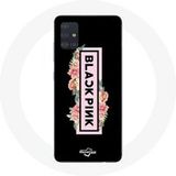 Maniacase Hoesje voor Samsung Galaxy A71 Blackpink K-pop Groep Zwart Roze Logo Zwarte Achtergrond