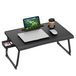 SONGMICS Table de lit pliable pour ordinateur portable avec porte gobelet, Noir D'encre