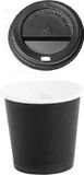 Merkloos / Sans marque Packadi Kartonnen Koffiebeker 4oz 115ml bruin + zwarte deksels - 100 Stuks