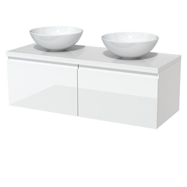 Maxaro Badkamermeubel Modulo Plato 120cm Hoogglans Wit 2 Lades Greeploos