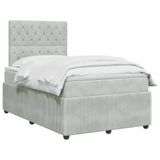vidaXL LED Boxspringbed met Matras Lichtgrijs 120 x 190 cm Fluweel