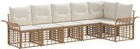 vidaXL - Hoek loungeset - 6 zitplekken - Polyester - Natuurlijk en crème wit