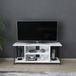 Support TV, noir et blanc, 120x35x50,8 cm, mélamine, structure métallique