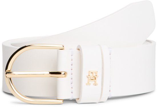 Tommy Hilfiger Leren Riem Essential Effortless Ecru Unisex Volwassenen Lente/Zomer