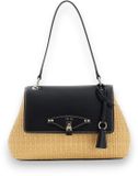 GUESS Maggie Straw Flap Shoulder Bag Natural / Black