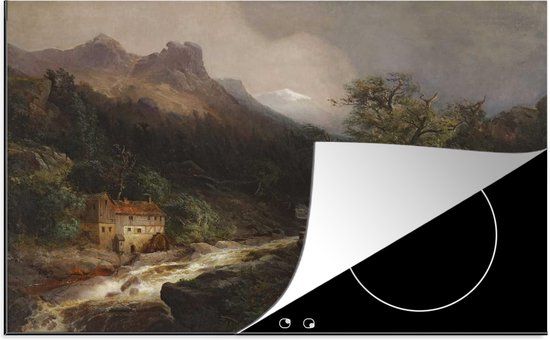 KitchenYeah® Inductie beschermer 77x51 cm - Berglandschap met een beek - Andreas Achenbach - Inductie kookplaat accessoire