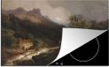 Merkloos KitchenYeah® Inductie beschermer 77x51 cm - Berglandschap met een beek - Andreas Achenbach - Inductie kookplaat accessoire