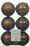 Decoris Boules de Noël - 18 pièces - Cannelle brun - D8 cm - Plastique - Mat/Brillant