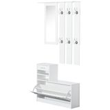 HOMCOM - Opbergset voor de hal - Hout - 90x22x116cm - Wit