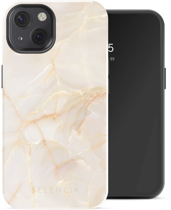 Selencia Hoesje - Geschikt voor Apple iPhone 13 - Backcover geschikt voor MagSafe - Golden Beige Marble