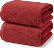 Ruggeri - Set van 2 douche- en badhanddoeken 70 x 140 cm - 100% puur katoen extra zacht - Handdoekencollectie - Let's Color! (Rood)