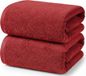 Ruggeri - Set van 2 douche- en badhanddoeken 70 x 140 cm - 100% puur katoen extra zacht - Handdoekencollectie - Let's Color! (Rood)
