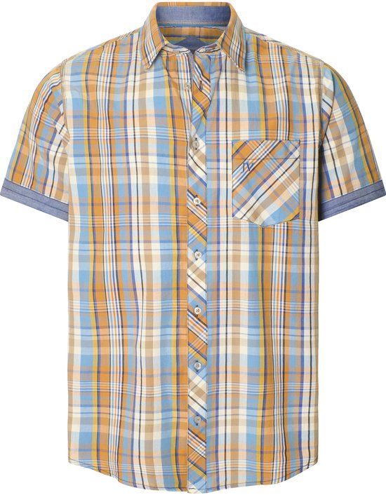 Jan Vanderstorm Herren Overhemd Met Korte Mouwen - 6XL - Oranje - Loose Fit