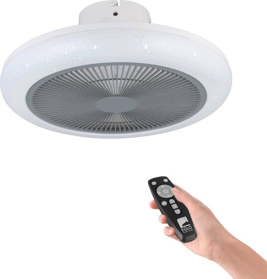 EGLO Kostrena Plafondventilator met lamp - Ø 45,5 cm - Wit/Grijs - Dimbaar