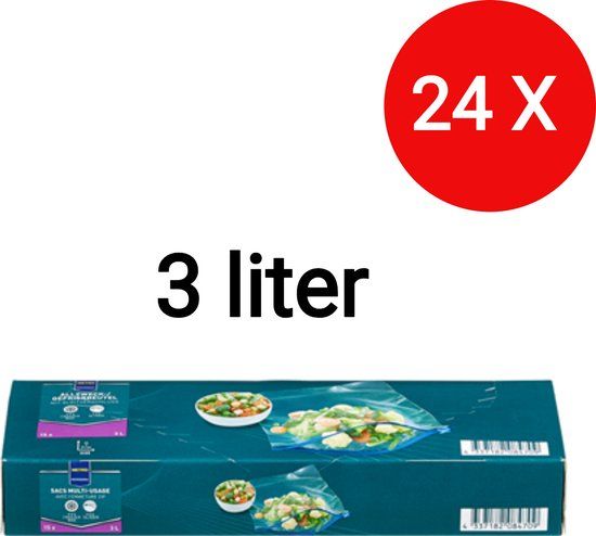 MTR Icecat Professionele diepvrieszakjes met zipsluiting - 360 (24x15) diepvrieszakken 3 liter - 24 x 31cm - Vershoudzakken - Lekvrije gripzakjes - Boterhamzakjes - Ziplock zakjes - Hersluitbare zakjes