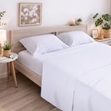 ECOMMERC3 Hoeslaken, 150 cm, 100% katoen, wit
