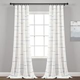 Lush Decor Ombre streep garen geverfd katoen venster gordijn paneel set - kleurrijk getuft garen streep detail - 2 vensterpanelen - 101,6 cm B x 241,3 cm L, geel en grijs