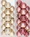 Decoris Kaemingk B.V. Kleine kerstballen - 32 stuks - champagne en oudroze - D4 cm - kunststof