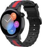 Strap-it Siliconen Special Edition bandje - Zwart/Rood/Blauw - Geschikt voor Huawei Watch GT 2 42mm / GT 3 42mm / GT 3 Pro 43mm