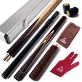 CUESOUL 57 "Handwerk 3/4 scharnierende snooker keue met 2 keu-verlengingen verpakt in aluminium koker D307
