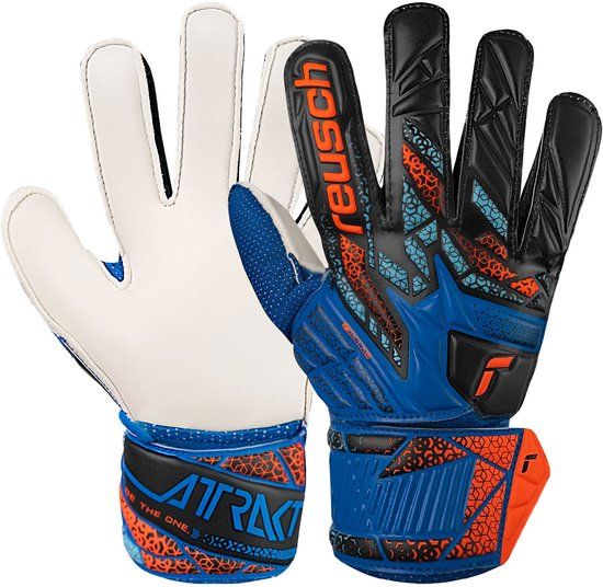Reusch Attrakt Solid Junior keepershandschoenen donkerblauw-oranje maat 6
