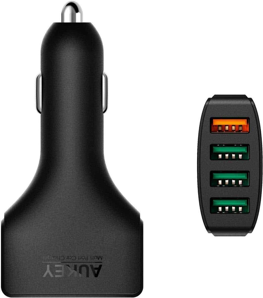 Aukey Quick Charge 3.0 Autolader CC-T9 - 4 USB poorten - Zwart zwart