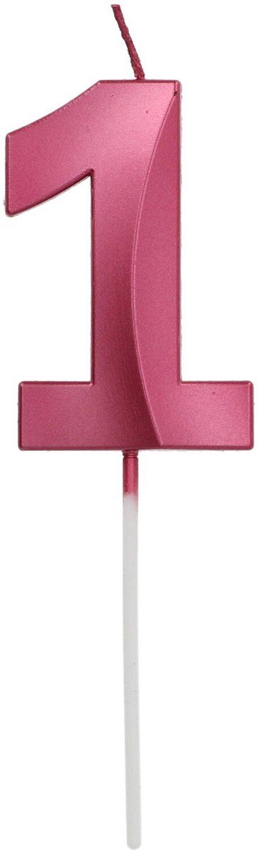 Folat Kaars cijfer 1 glamour roze metallic 7 cm