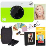 KODAK Printomatic instant camera (groen) pakket + zinkpapier (20 vellen) etui + fotoalbum + ophangframe + comfortabele halsband