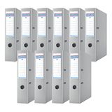 Donau Premium ordners breed 10 stuks/DIN A4 / 7,5 cm / 10 stuks/grijs/kunststof bekleding PP/karton papier sleufmappen kantoormap ringmappen groen punt