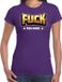 Bellatio Decorations verkleed t-shirt voor dames - Fuck this music - paars - carnaval/themafeest S
