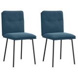 vidaXL Eetkamerstoelen set van 2 blauw fluweel