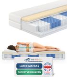 AM Qualitätsmatratzen - Premium latex matras 140x200cm - Zacht (H2) - 1000 veren - Pocketveringmatras - Matras met geïntegreerde 4cm latex deklaag - 24cm hoogte - Made in Germany