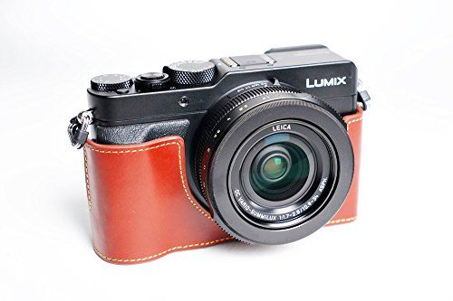 TP Handgemaakte Echt Lederen Half Camera Case Tas Cover Voor Panasonic LX100 - Bruin