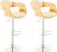 OutdoorMatch Luxe kruk Tina - Bruin - Chroom - Set van 2