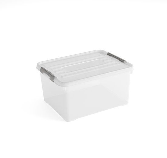 CURVER Opbergdoos voor mobiele telefoon Plus, 35 l, multifunctionele opbergdoos, 100% gerecycled, voor slaapkamer, kantoor, garage, schuur, bijkeuken, snelsluiting met handgrepen, 39 x 49 x 25 cm, wit