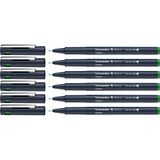 Schneider Pictus Fineliner (lijndikte 0,9 mm, onuitwisbare pigmentliner, metalen punt, behuizing van 85% gerecycled kunststof) verpakking van 6 stuks, groen