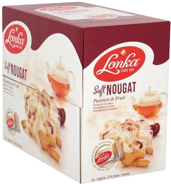 Lonka Soft Nougat Peanuts Fruit - 214 x 12g Nougat Blocks - 2.57kg