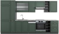 Vicco Fame-Line Complete keukeneenheid – 355 cm, WB Marmer Groen-Goud Landhuis/Antraciet