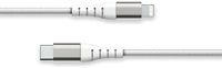 Force Power Lite oplaadkabel met nylon gevlochten, USB A/USB C, 1,2 m, wit