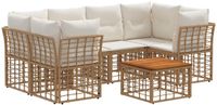 vidaXL - Buiten - bank - set - 7 - st - Natuurlijk - en - Crème - Wit - poly - rattan