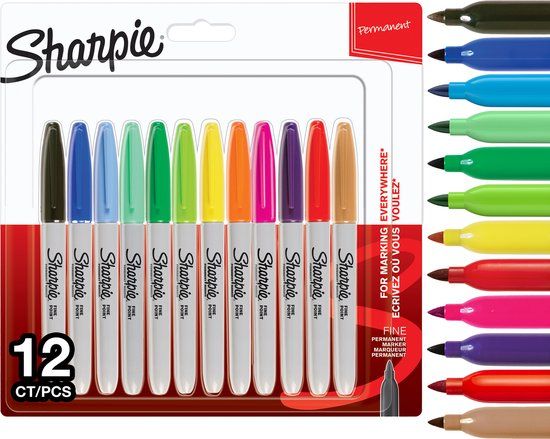 Sharpie Permanent Markers - Fine Point - Assorted Colors - 12 Pack
