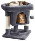 Merkloos Krabpaal kattenboom - Kleine kattenkrabpaal met holte - Pluche bekleding - Sisal krabpalen - Voor kleine katten en kittens