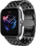 Strap-it Amazfit GTS 3 stalen draak band - zwart - 8720626999404